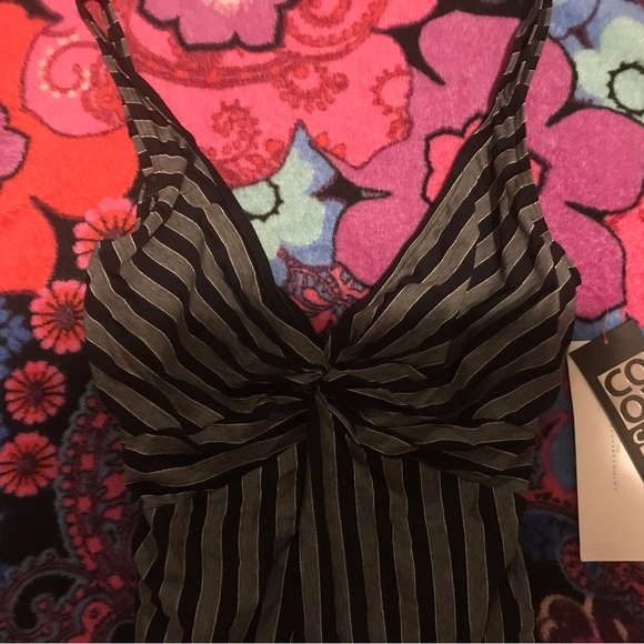 NWT Coco Reef Black and Gold Striped Swimsuit - Picture 4 of 5